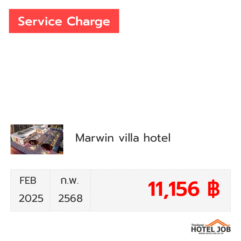 เซอร์วิสชาร์จ Marwin villa hotel กุมภาพันธ์ 2025 เซอร์วิสชาร์จ Marwin villa hotel กุมภาพันธ์ 2025