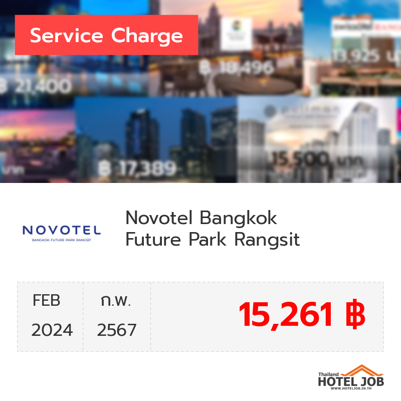 เซอร์วิสชาร์จ Novotel Bangkok Future Park Rangsit กุมภาพันธ์ 2024